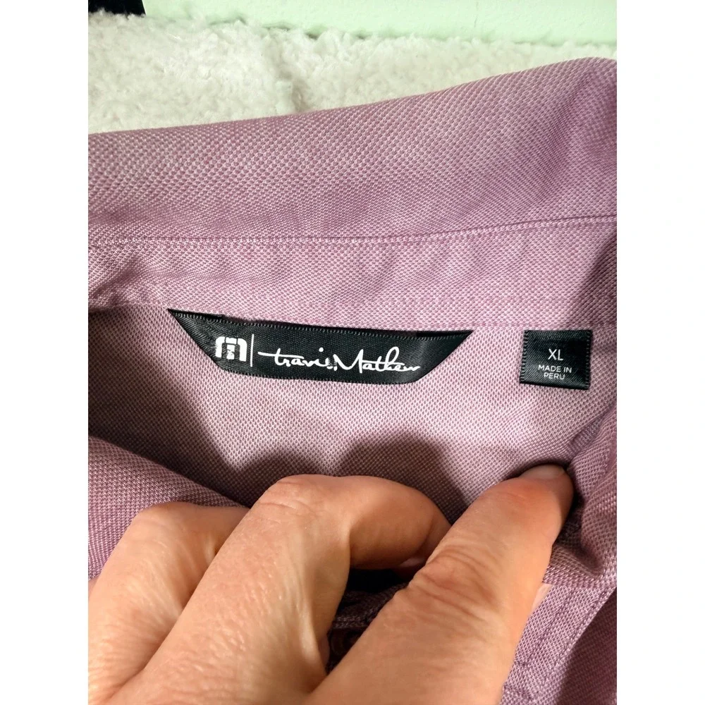 Lot of 2 Travis Mathew Mens XL Polo‎ Shirts Purple Striped Pima Cotton 1MU175